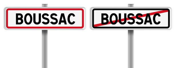 Panneau de BOUSSAC à l'Entrée et à la Sortie - Fond Transparent ou Blanc Disponible