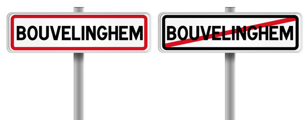 Panneau de BOUVELINGHEM à l'Entrée et à la Sortie - Fond Transparent ou Blanc Disponible