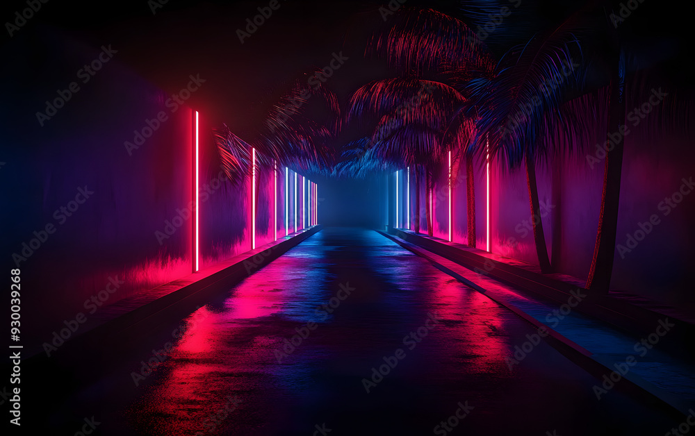 Wall mural aesthetic dark wallpaper background, neon light