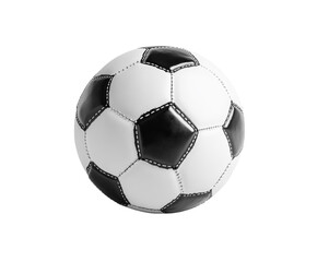 Fototapeta premium Black and white soccer ball isolated on white background. PNG transparent.