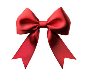 Fototapeta premium Red ribbon tied in a bow isolated on white background. PNG transparent.