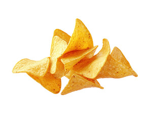 Naklejka premium Golden brown tortilla chips isolated on white background. PNG transparent.