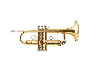Fototapeta premium Golden trumpet isolated on white background. PNG transparent.