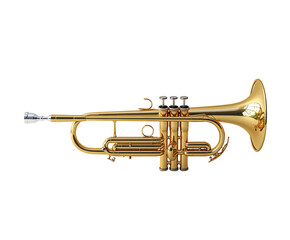Obraz premium Golden trumpet isolated on white background. PNG transparent.