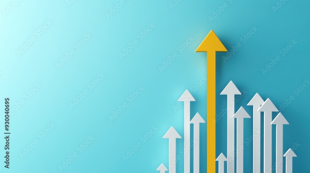 Poster arrows representing growth and progress in business - conceptual design in minimalist style