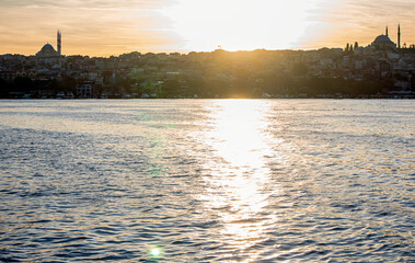 sunset in the old city of istanbul