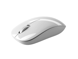 White computer mouse centered on yellow background.. PNG transparent.