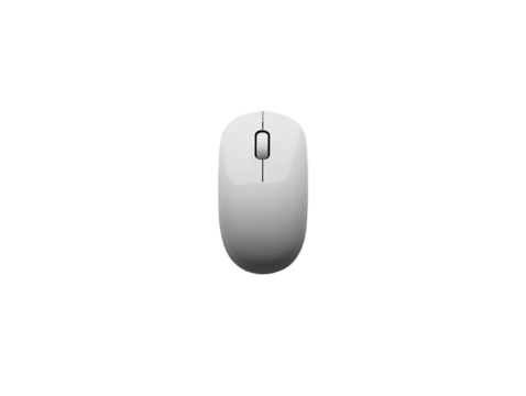 White computer mouse centered on yellow background.. PNG transparent.