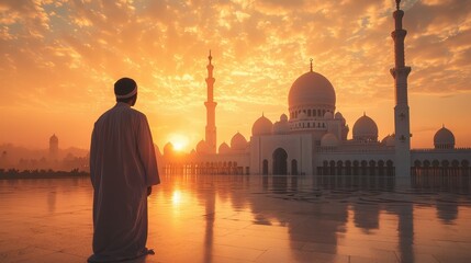 A solitary figure in traditional Islamic