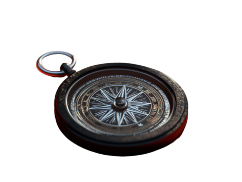 Black compass on a red background with negative space.. PNG transparent.
