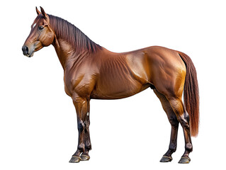 Obraz premium Brown horse standing isolated on white background.. PNG transparent.