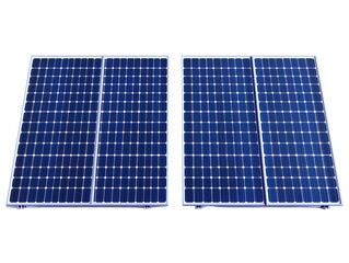 Blue solar panels isolated on white background. PNG transparent.