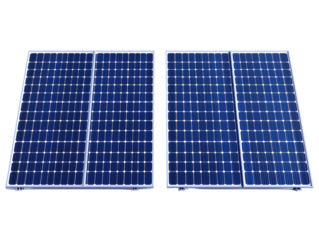 Blue solar panels isolated on white background. PNG transparent.