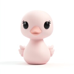 A charming pink bird figurine with expressive eyes, perfect for children's decor or playful themes.
