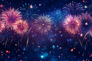 colorful fireworks light on dark background