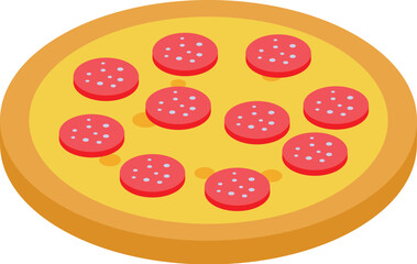 Pepperoni pizza with a lot of salami is lying on a white background