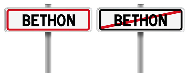 Panneau de BETHON à l'Entrée et à la Sortie - Fond Transparent ou Blanc Disponible