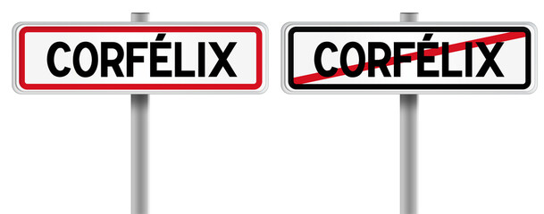 Panneau de CORFÉLIX à l'Entrée et à la Sortie - Fond Transparent ou Blanc Disponible