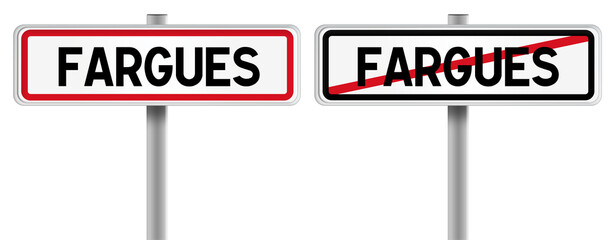 Panneau de FARGUES à l'Entrée et à la Sortie - Fond Transparent ou Blanc Disponible