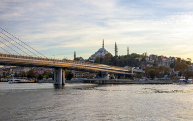 metro bridge and historical old peninsula, istanbul Turkey
