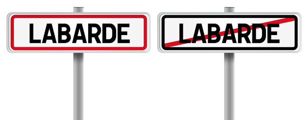 Panneau de LABARDE à l'Entrée et à la Sortie - Fond Transparent ou Blanc Disponible
