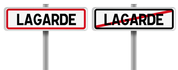 Panneau de LAGARDE à l'Entrée et à la Sortie - Fond Transparent ou Blanc Disponible