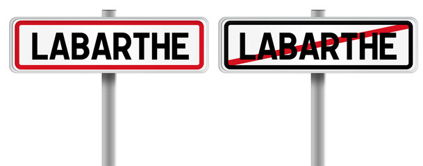 Panneau de LABARTHE à l'Entrée et à la Sortie - Fond Transparent ou Blanc Disponible