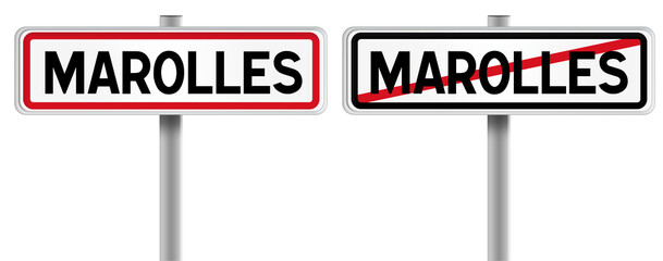 Panneau de MAROLLES à l'Entrée et à la Sortie - Fond Transparent ou Blanc Disponible