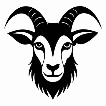 recommend clip art: Unique vector illustration of a goat head with large horns, a mountain goat logo design, and a goat animal logo icon.