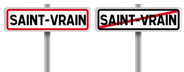 Panneau de SAINT-VRAIN à l'Entrée et à la Sortie - Fond Transparent ou Blanc Disponible
