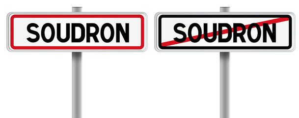 Panneau de SOUDRON à l'Entrée et à la Sortie - Fond Transparent ou Blanc Disponible