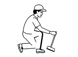 man painting silhouette, on white background vector 