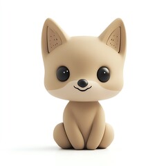 Naklejka premium Cute cartoon fox character with big eyes and a friendly smile, perfect for children's designs and playful themes.