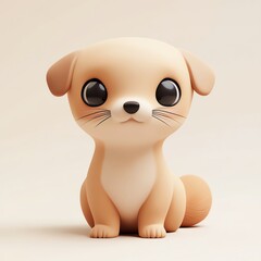 Naklejka premium A cute, stylized cartoon dog sitting adorably. Perfect for children's themes, toys, or pet-related projects.