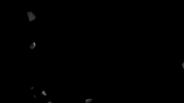 Explosions and destruction in the middle of a concrete wall. Falling concrete debris. Cement wall destruction. Destruction screensaver. Concrete wall destruction animation. Black and white mask.