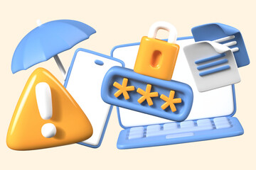 Set of 3D elements for concepts of safe use of gadgets and Internet