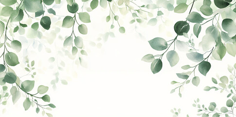 Watercolor Greenery Border.