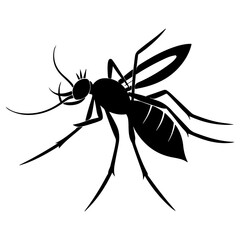 Realistic Mosquito menace silhouette, Bloodsucking buzzers vector art, Mosquito side view icon set.