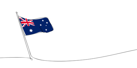 A single line drawing of a Australia flag. Continuous line the Commonwealth of Australia icon. One line icon. Vector illustration. © Dancepol