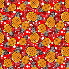 Pineapple patterns graphic print, wallpaper, clothing, wrapping, fabric, textile, fabric pattern design decorations templates and other designs. Abstract vector illustration. Using in fashion.