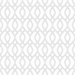 Seamless geometric pattern, consisting of overlapping curve outlines on a white background. Suitable for digital graphics, interior design, textiles, printing, etc.