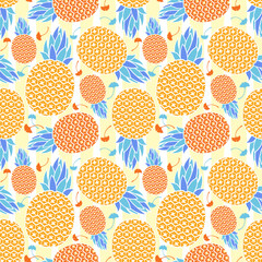 Pineapple patterns graphic print, wallpaper, clothing, wrapping, fabric, textile, fabric pattern design decorations templates and other designs. Abstract vector illustration. Using in fashion.