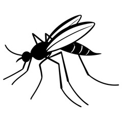 Realistic Mosquito menace silhouette, Bloodsucking buzzers vector art, Mosquito side view icon set.