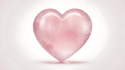 Illustration of a Polished Rose Quartz Crystal Heart, Symbolizing Love and Emotional Healing, with Copy Space on a White Background