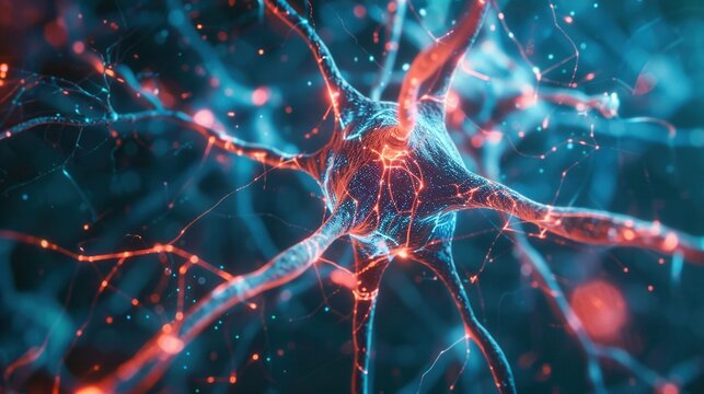 Neuromuscular diagnosis, closeup, digital nerve condition, futuristic health diagnostics