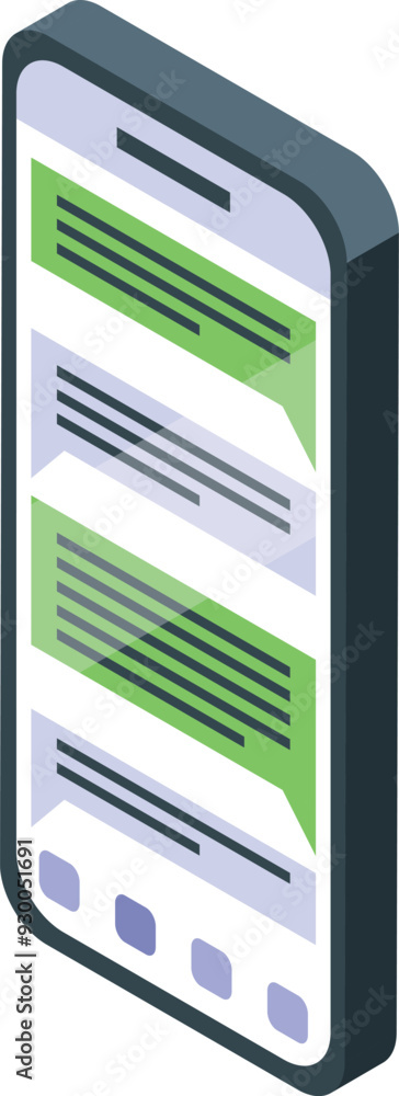 Poster smartphone showing instant messaging chat application interface with text bubbles, concept for onlin