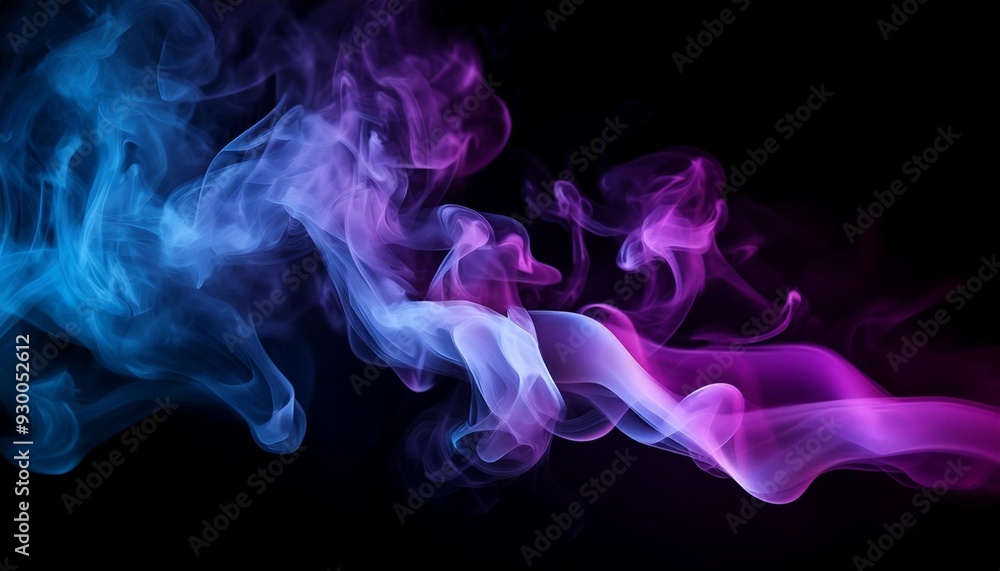 Sticker purple and blue smoke on black background