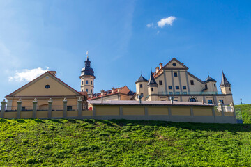Fototapeta premium Nesvizh, Belarus - 08.08.2024 - Shot of the well know architectural landmark , Radzwill castle. Landmark