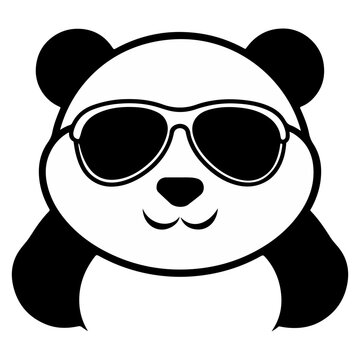 recommend clip art: Vector illustration of a cool panda wearing sunglasses, in a cute cartoon-style silhouette.