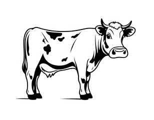 Fototapeta premium Drawing of a cute cow, for coloring for example.